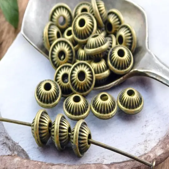 5x7mm Antique Bronze Bicone Spacer Beads {1}