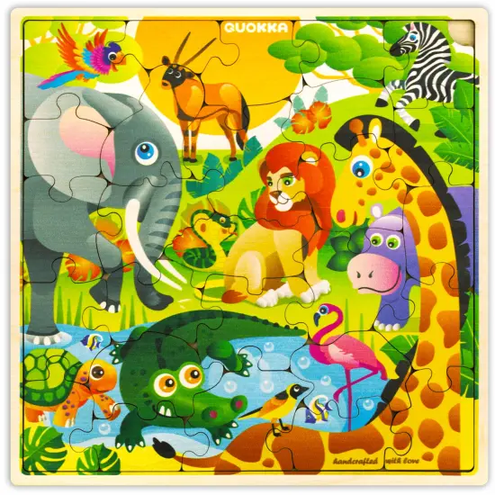 QUOKKA Wooden Africa Puzzles for Kids Ages 3-5 – 28 Pieces Toddlers Kids Puzzles Ages 4-8 Year Olds – Wood Africa Toys for Children 6-8 yo | Africa Animals {1}