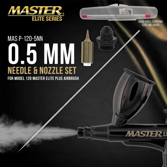0.5 mm Needle, Nozzle and Fluid Tip Cap Set Only - Fits the Model 120 Master Elite Plus Airbrush - Fine to Wide Spraying {5}
