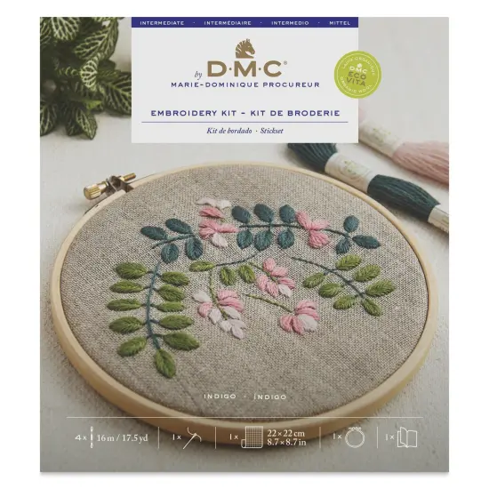 DMC The Designer Collection Eco Vita Embroidery Kit - Indigo Flowers {1}