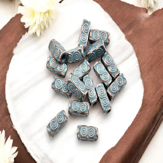 *50* 11x5mm Copper Patina Tube Beads {2}