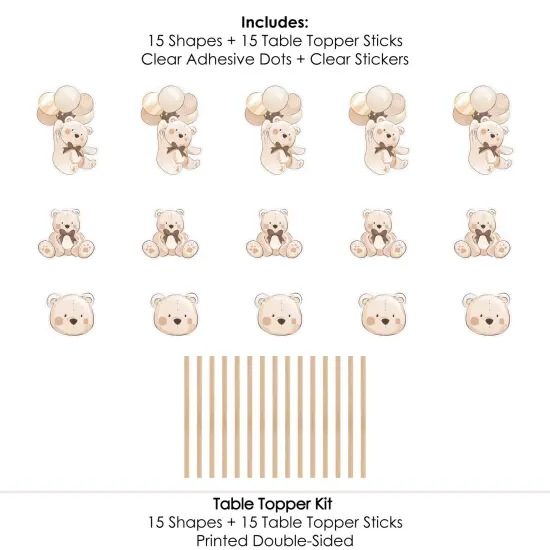 Big Dot of Happiness We Can Bearly Wait - Teddy Bear Baby Shower Centerpiece Sticks - Table Toppers - Set of 15 {7}