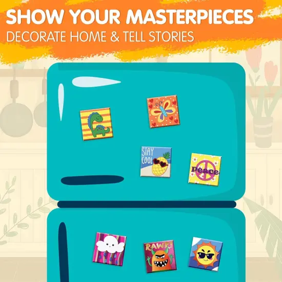 24 Magnetic Mini Tiles Art Kit, Creativity DIY Paint, Arts and Crafts for Kids, DIY Supplies for Party Favors, Family Activity, Birthday Present, Toys Gifts for Boys and Girls Ages3-12 {3}