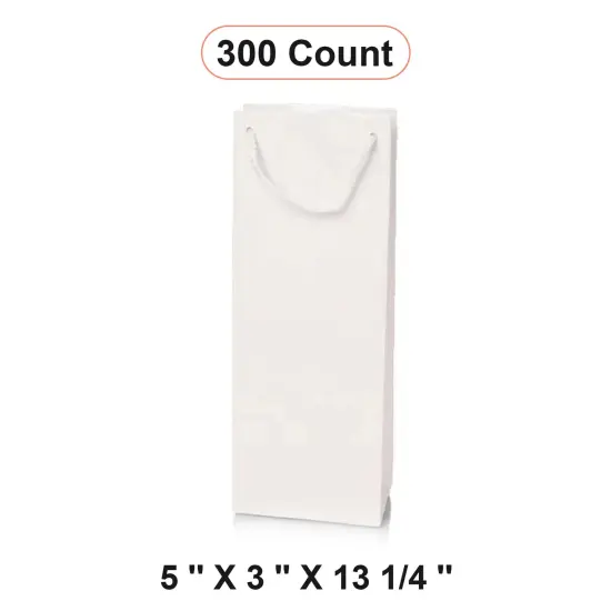 Glossy Colored Paper Wine Bottle Euro Tote 5" x 3" x 13 1/4" White {1}