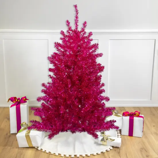 Northlight 4.5' Metallic Pink Tinsel Artificial Christmas Tree - Unlit {1}