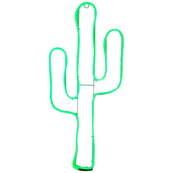 Northlight LED Cactus Neon Lighted Wall Art - 24.5" - Green {3}