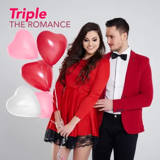 4E's Novelty 36 Pack Latex Heart Shaped Balloons 10 inch With Ribbon - Pink White Red Heart Balloons, Valentines Day Balloons, Perfect for Marriage Proposal & Valentines Day Decorations & Wedding Party {4}