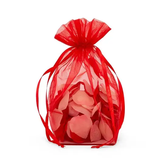 Cardboard Square Bottom Organza Bags 4 '' X 4 '' X 9 1/2 '' for Events Red {2}