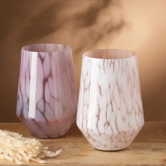 Modern And Decorative White Splutter Hurricane Glass Vase-7X10 Inch {1}