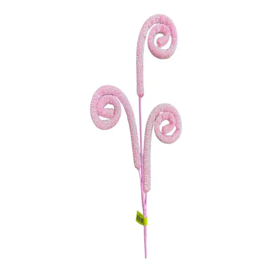 28'' Pink Shimmer Spiral Curly Spray - Glittery Floral Stem Decor-63601PK {3}