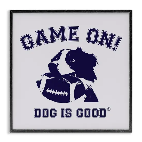 Stupell Industries Game On Dog & Football Framed Giclee Wall Art Design by Dog Is Good {1}