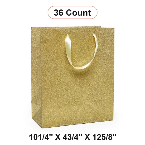10 1/4'' x 4 3/4'' x 12 5/8'' Glitter Grain Totes for Retail and Gift Displays Champagne {1}