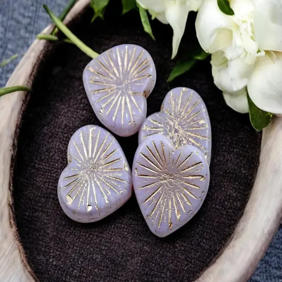 *4* 22mm Platinum Washed Thistle Heart Beads {2}