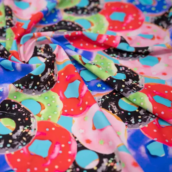 Glazed Doughnuts Printed Spandex Fabric {3}