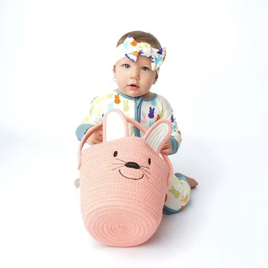 PEACH BUNNY ROPE EASTER BASKET {2}