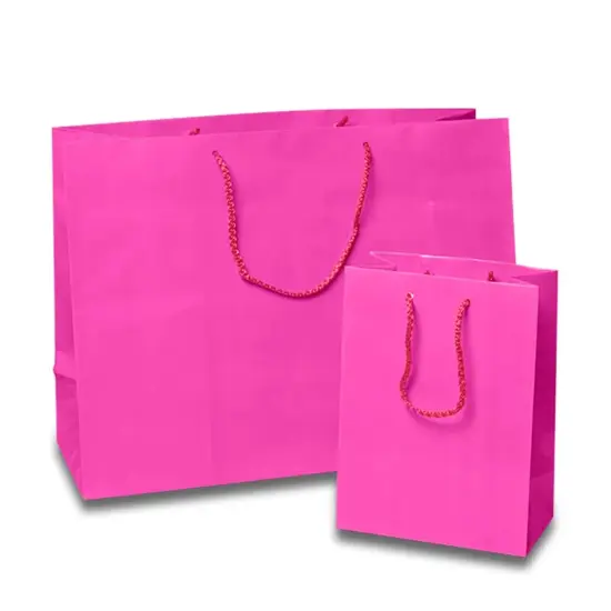 Colored Glossy Mini Totes 12'' x 5 1/2'' x 17'' for Party Favors Shocking Pink {4}