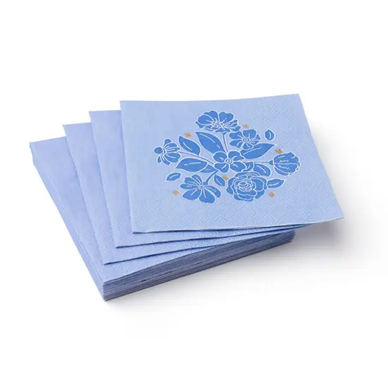BELLE BLUE ELEGANT FLORAL COCKTAIL NAPKINS {2}