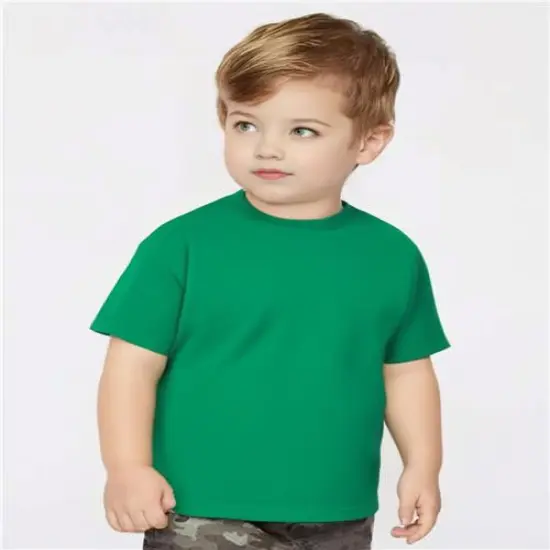 Rabbit Skins &reg; Toddler Girls' Ruffle Neck Fine Jersey Crewneck Short Sleeve Tee Kelly {1}