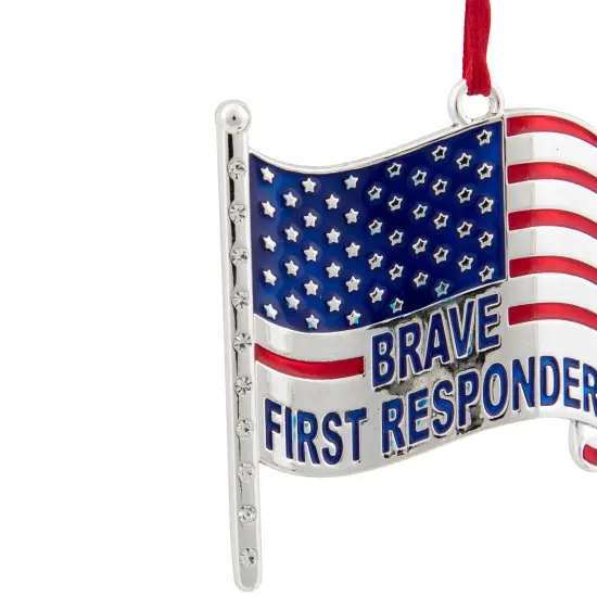 Northlight US First Responders Christmas Ornament with European Crystals - 6.25" Silver {5}