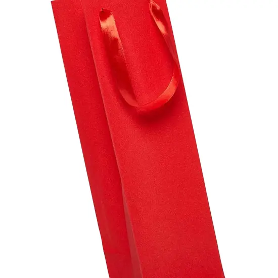 4 1/8'' x 4 1/8'' x 14 1/4'' Glitter Grain Wine Totes for Elegant Packaging Red {7}