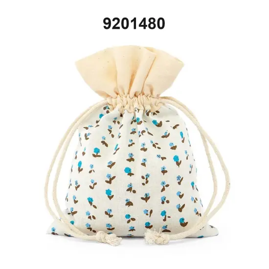 Country Floral White/Blue Cotton Bags 4 3/4'' x 5 7/8'' {3}