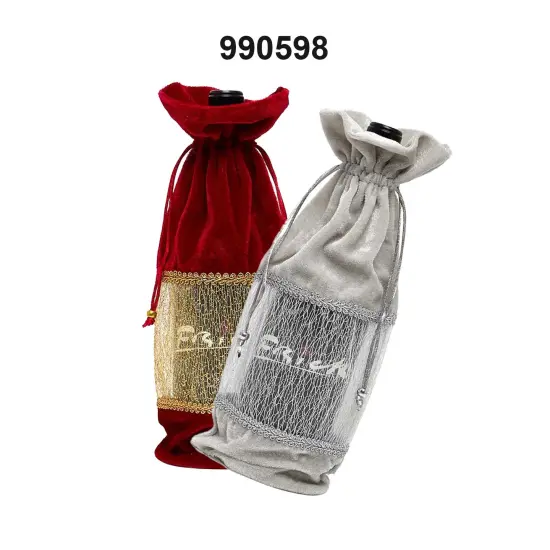 Elegant Velvet Wine Tote Bag 3 1/2'' x 6'' x 13 3/4'' {2}