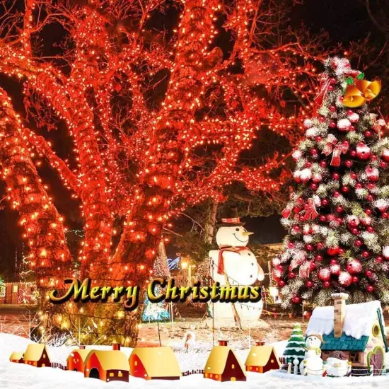 100 LED 32ft Solar Powered Outdoor String Light Red {6}