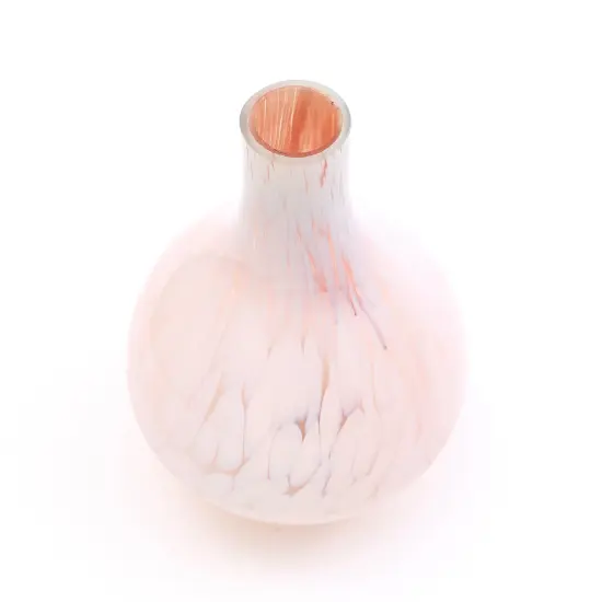 Decorative Splutter Round Glass Vase Peach {3}