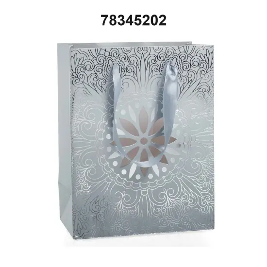 Medallion Euro Totes 10 1/4'' x 4 3/4'' x 12 5/8'' for Gifts and Events Silver {3}