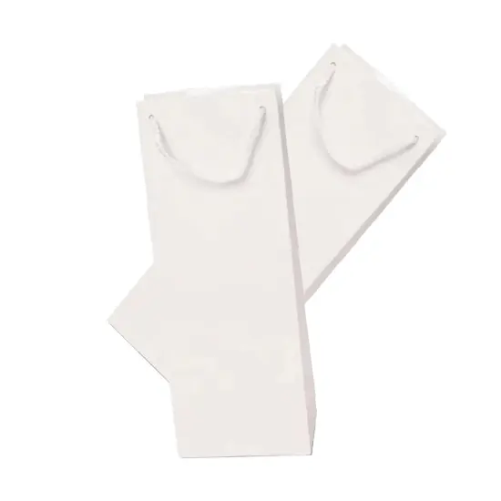 Glossy Colored Paper Wine Bottle Euro Tote 5" x 3" x 13 1/4" White {5}