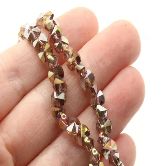 98 6mm Purple Faceted Oval Diamond Glass Beads {2}