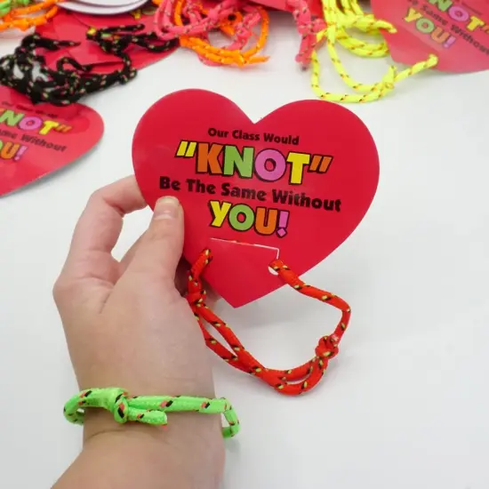 4E's Novelty 48 Pack Friendship Bracelet with Valentines Cards for Kids {4}