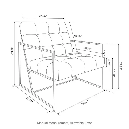 30.5"H Mid-Century Modern Leatherette Button-tufted Accent Arm Chair with Black Metal Frame Green {6}