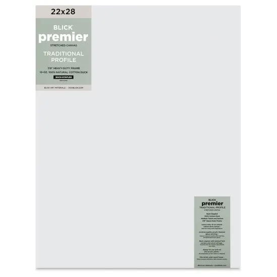 Blick Premier Stretched Cotton Canvas - Traditional Profile, Back-Stapled, 22" x 28" {1}