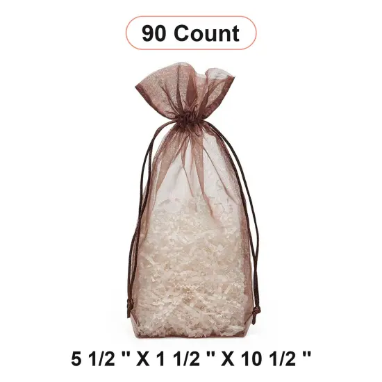 Flat Bottom Organza Bags 5 1/2 '' X 1 1/2 '' X 10 1/2 '' for Beautiful Favors Brown {1}
