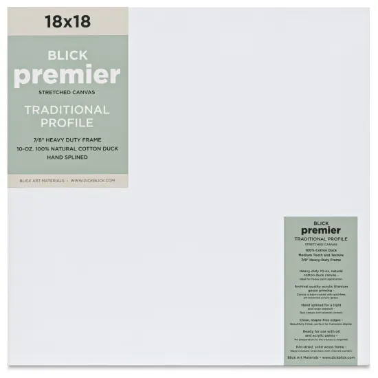 Blick Premier Stretched Cotton Canvas - Traditional Profile, Splined, 18" x18" {1}