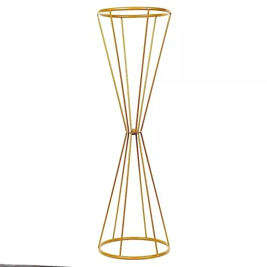 27-Inch Reversible Gold Geometric Metal Flower Stand Centerpiece Pedestal Party {1}