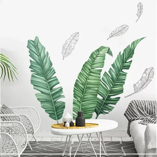 Green Tropical Banana Leaves WALL STICKER Hanging Leaves Removable PVC Home {2}