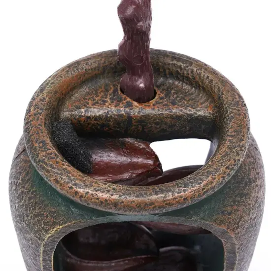 Flower Vase Waterfall Table Top LED Light Indoor Water Fountain FengShui Decor {3}