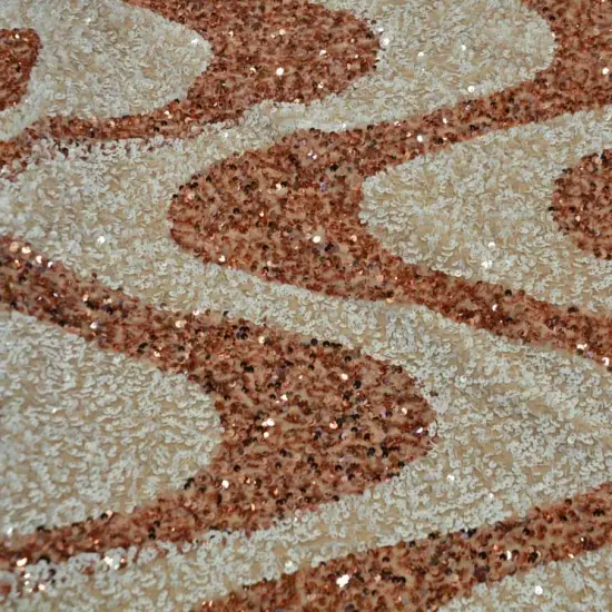 Sequins Velvet Fabric Wave Design 60" Wide Multiple Colors Blush White {3}