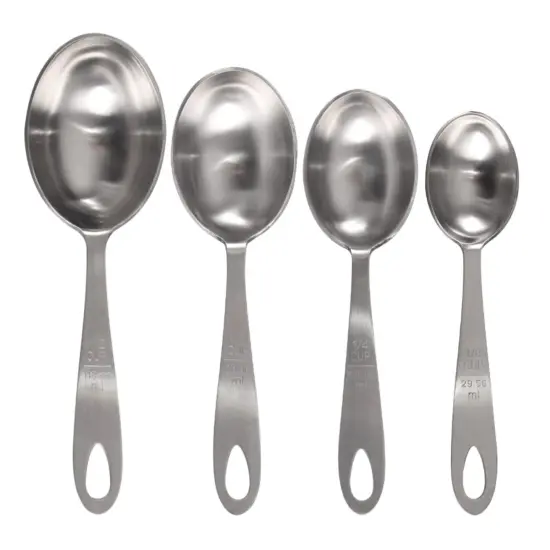 Shetler's Measuring Scoop Set, Durable 4-Piece Stainless Steel Spoon Set for Accurate Measurement of Dry and Wet Ingredients, for Baking and Cooking {6}