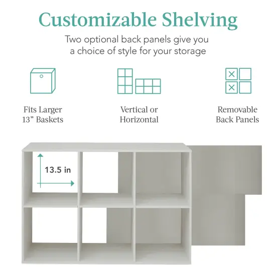 Best Choice Products 6-Cube Bookshelf, 13.5in Display Storage System, Organizer w/ Removable Back Panels Gray {3}