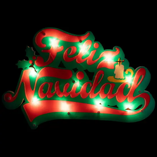 Northlight 18" Lighted 'Feliz Navidad' Christmas Window Silhouette Red {1}