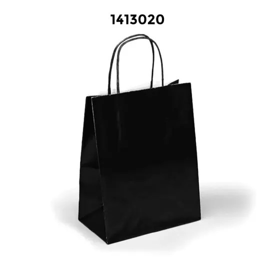 Glossy Tote Bags 8'' x 4 3/4'' x 10 1/4'' Durable Design Black {3}
