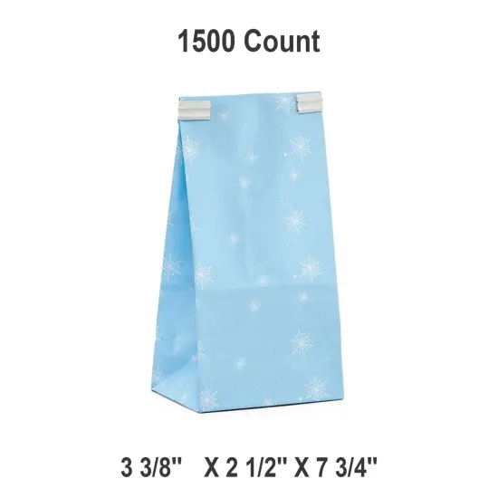 3 3/8&rdquo; x 2 1/2&rdquo; x 7 3/4&rdquo; Snowflake Tin Tie Bags for Holiday Gifts {1}