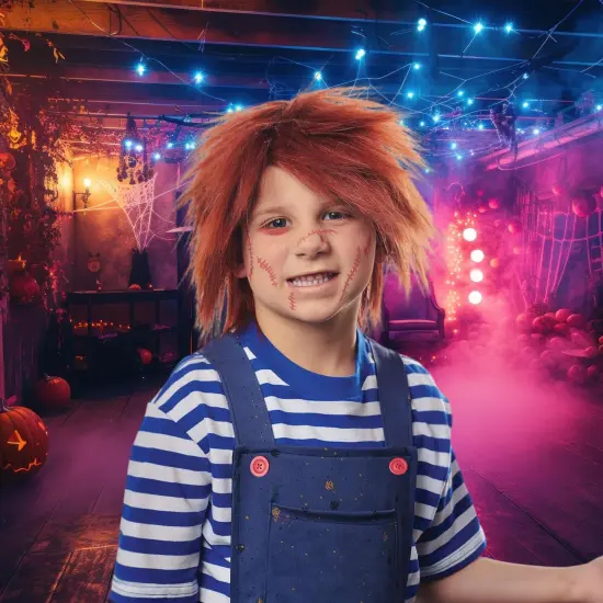 Evil Doll Child Costume Wig | Red {4}