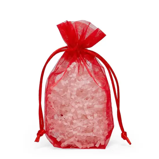Flat Bottom Organza Bags 3 1/2 '' X 1 '' X 5 1/2 '' for Elegant Gifts Red {2}