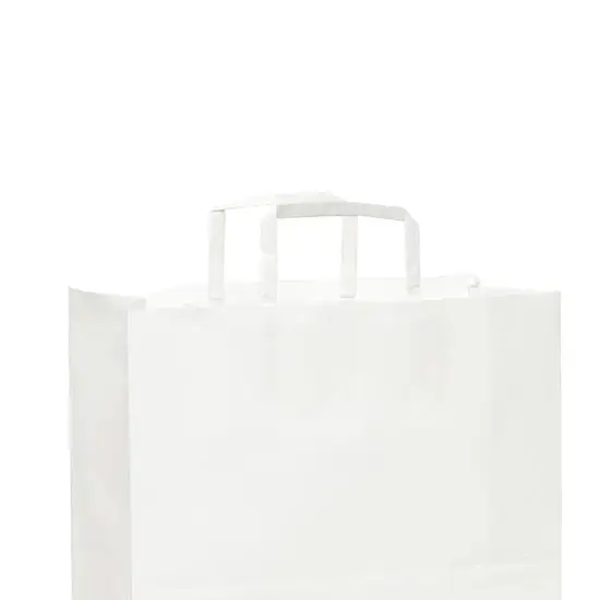 White Paper Bags with Flat Handles 12" x 7" x 12" {4}
