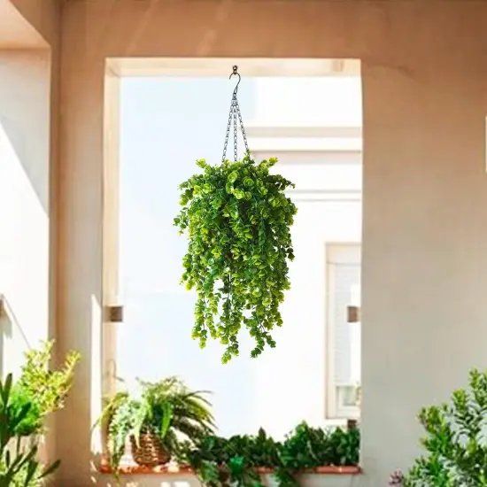 Hanging Eucalyptus Plants with Basket - UV Resistant D&eacute;cor {4}