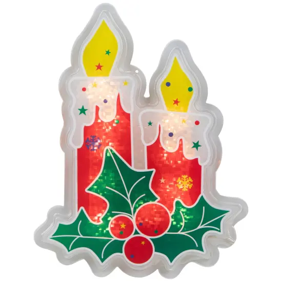 Northlight Lighted Berry Candle Christmas Window Silhouette - 12" - Clear Lights Red {3}